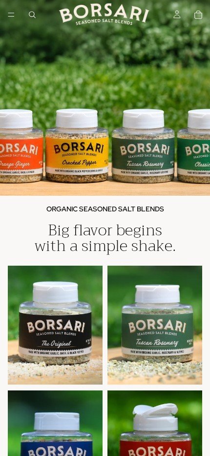 borsarifoods.com website on mobile