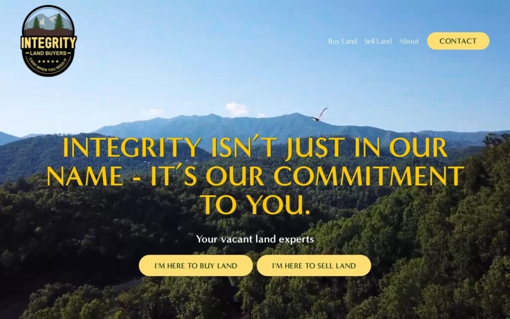 integritylandbuyers.com website on desktop
