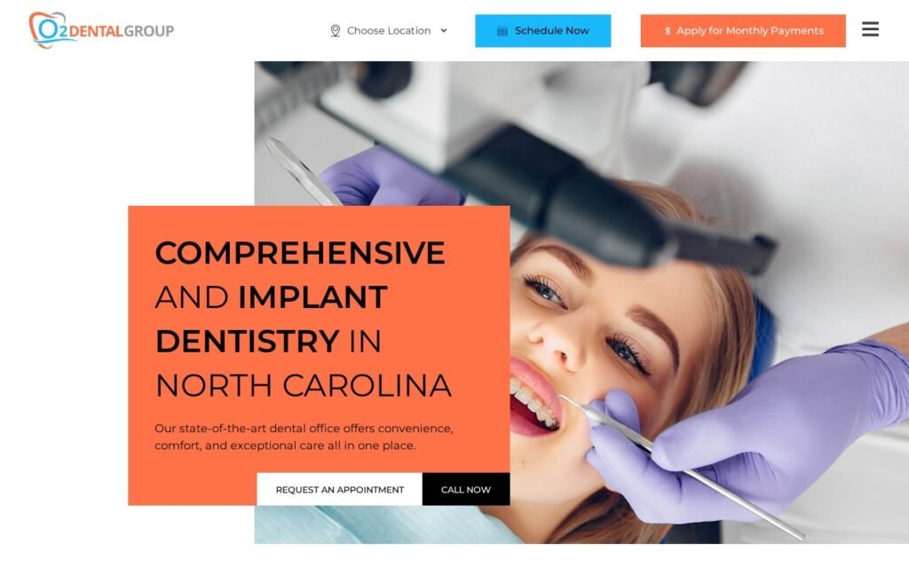 o2dentalgroup.com website on desktop