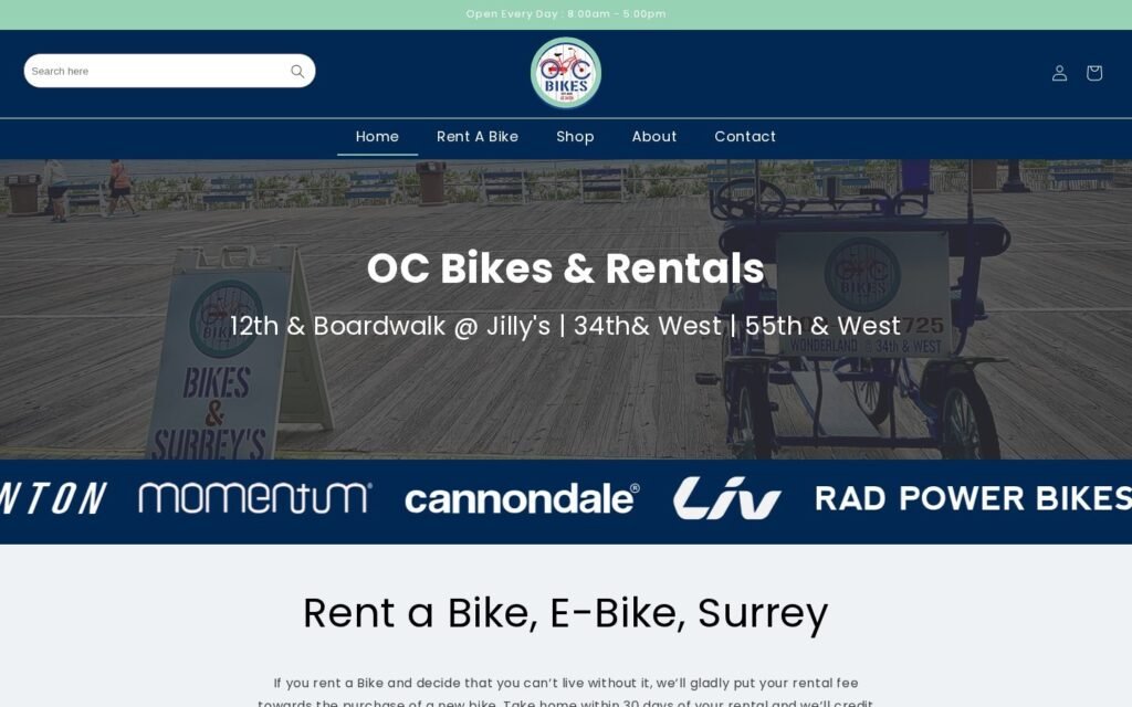 oc-bikes.com website on desktop