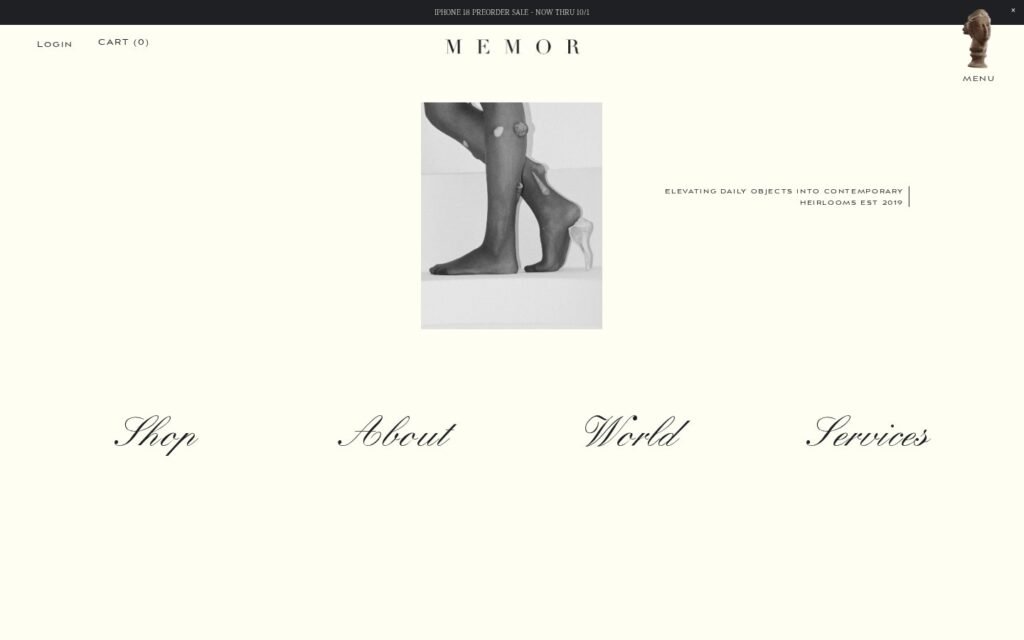 shopmemor.com website on desktop