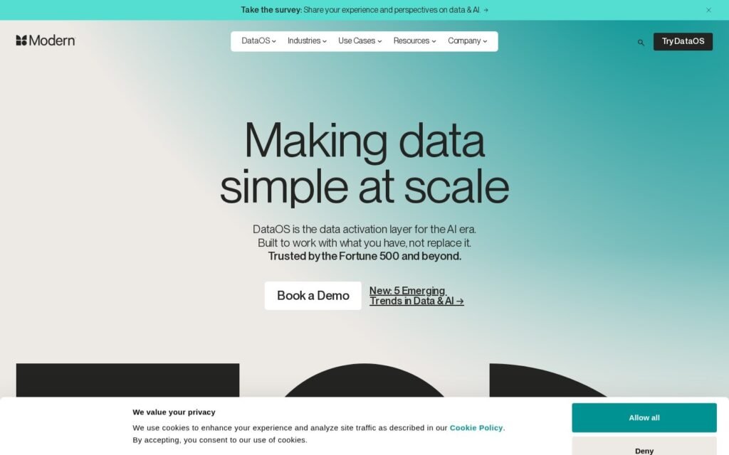 themoderndatacompany.com website on desktop